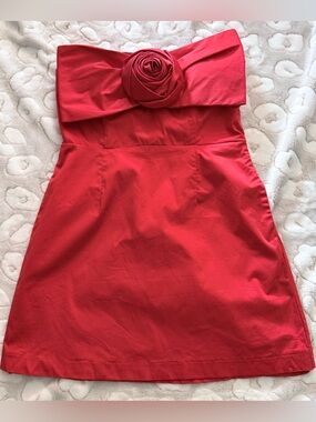 Hutch Strapless Rose Accent Red Mini Cocktail Dress Size Medium Petite C19